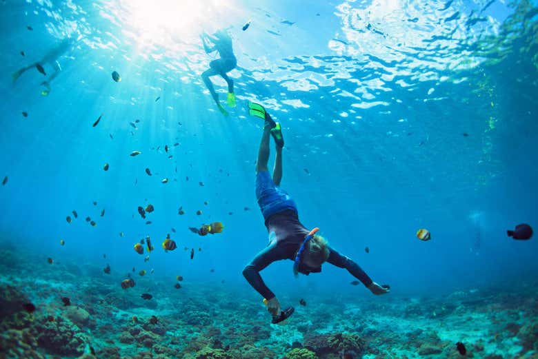 Praticando snorkel em Villimale
